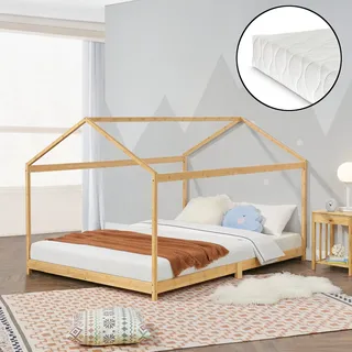Kinderbett Vindafjord 160x200cm Bambus mit Matratze [en.casa]