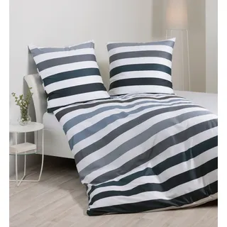 JANINE J. D. 87115 03 Gestreift Silber/Anthrazit 200 x 200 cm + 2 x 80 x 80 cm