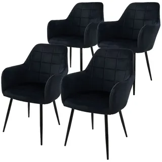 ECD Germany Esszimmerstuhl Samt schwarz 4er Set