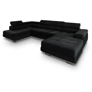 masseno Wohnlandschaft mit Schlaffunktion Casone ¦ schwarz ¦ Maße (cm): B: 345 H: 90