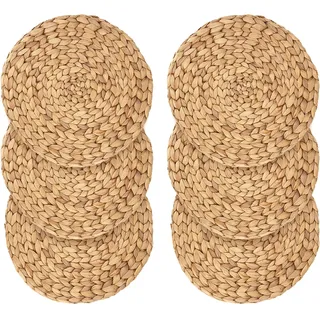 NGOSUET 6 Stück Platzsets Geflochten Rund 30 cm, Wasser Hyazinthe Tischsets, Hitzebeständige Tischsets aus Seegras Rattan für Restaurant, Zuhause, Küche, Esstisch