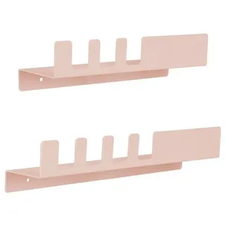 Floordirekt Wandregal Metall, Wohndekoration aus Paulowniaholz, Wandregal rosa