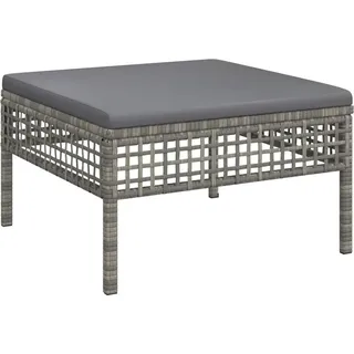 Gartenhocker mit Kissen Grau Poly Rattan - Grau