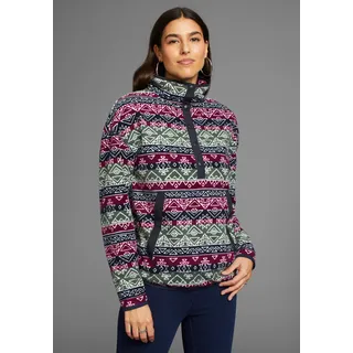 POLARINO Fleecepullover mit Colourblocking-Optik Pink/Blau 44/46