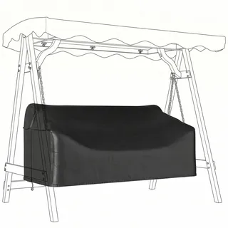 Outsunny Hollywoodschaukel Abdeckung 3 Sitzer, Wasserdicht Winddicht Schutzhülle für Gartenschaukel, UV-Beständig Abdeckplane für Hängesessel, Gartenmöbel, 185 x 76 x 81 cm Schwarz   Aosom