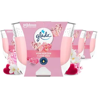 Glade Duft-Kerze im Glas, Von Herzen, 4er Pack (4 x 204 g), bis zu 30 Stunden Brenndauer pro Kerze