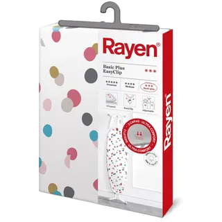 Rayen | Universelle Bügelbrettabdeckung | EasyClip-Einstellung des Bügelbezugs | 2 Schichten: Schaumstoff und 100% Baumwollgewebe | Basic-Plus-Reihe | Maße: 130x47 cm Einstampfend