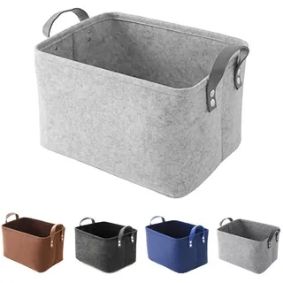 QUBEBU Aufbewahrungsbox Aufbewahrungsbox Aufbewahrungskorb Filz Filzkorb Aufbewahrung Taschen (Waschbar Faltbare Aufbewahrungsbox aus Filz mit Griff, Aufbewahrungskiste für Büro Spielzimmer Kinderzimmer Schlafzimmer), Spielzeugkörbchen Allzweckkorb Regalbox Regalkorb Filztasche grau