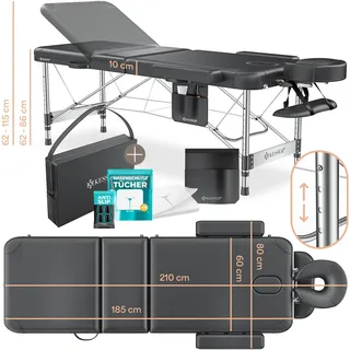 Kesser KESSER® Massageliege klappbar höhenverstellbar 3 Zonen Kosmetikliege Breit Therapieliege Aluminium + 10x Gesichtsauflage mit Kopfstütze Armlehnen & Tasche