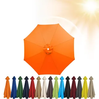 Sonnenschirm Ersatzbezug 3.5m/3.0m/2.8m/2.7m/2.5m/2.3m/2m 6/8 Streben, Sonnenschirm Stoff Uv Schutz 50 Windfest Strand Terrasse Garten Sonnenschirm Ersatzteile (250 cm 8 streben,Orange)