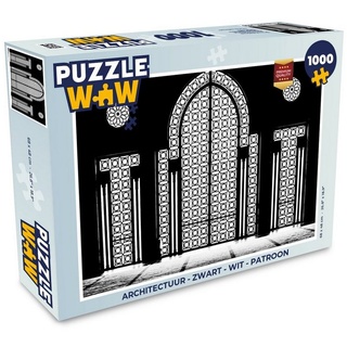 MuchoWow Puzzle Architektur - Schwarz - Weiß - Muster, 1000 Puzzleteile, Foto-Puzzle, Bilderrätsel, Puzzlespiele, Klassisch bunt