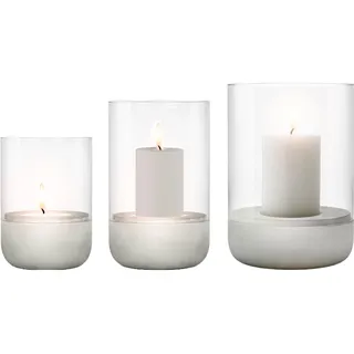 blomus Windlicht 3er Set -Calma- Glas Kerzenhalter aus Beton exkl. Kerze (Light Gray)