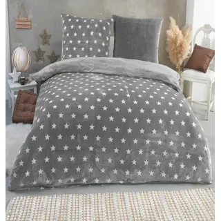Malika Wendebettwäsche Teddy Plüsch Winter Bettbezug Cashmere Touch, Cashmere Touch, 3 teilig, flauschig warme Nicky-Teddy-Plüsch, angenehm weicher Stoff grau