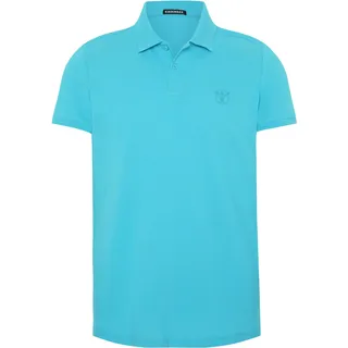 Poloshirt aus Baumwollpiqué mit Jumper-Print BLAU 2XL