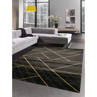 CARPETIA Teppich Wohnzimmer Teppich modern geometrisches Muster schwarz Gold Größe 160x230 cm