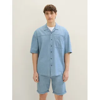 TOM TAILOR Denim Kurzarmhemd Oversized Chambray Kurzarmhemd blau L