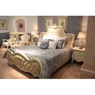 JVmoebel Bett Bett Holz Betten Luxus Doppelbett Klassisches Bettgestell 180x200 cm weiß