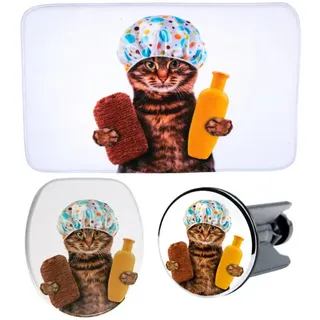 Sanilo Bad-Accessoire-Set »Shower Cat«, 3-teilig - braun
