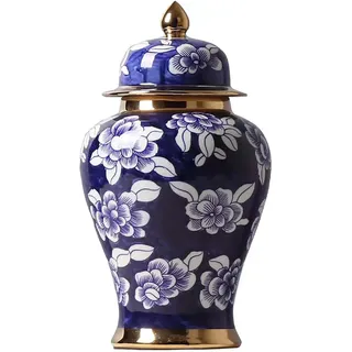 SaryEdge Vase, Tischvase aus Keramik, blaues und weißes Porzellan im chinesischen Stil, besondere Muster, geeignet für Wohnzimmer, Büro, Eingang(Eine Farbe-Groß