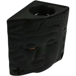 Guru-Shop Duftlampe Keramik Duftlampe - Buddha 1 schwarz schwarz 10 cm x 12 cm x 7 cm