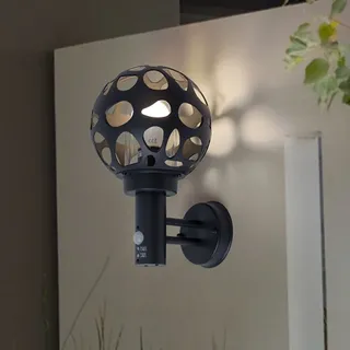 Wand Lampe anthrazit Garten Hof Außen Kugel Strahler Leuchte Bewegungsmelder