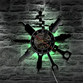 ELD Autowerkstatt Wandschild Wanduhr Modernes Design Automechaniker Service Werkstatt Schallplattenuhr Garage Repairman Geschenk Kunst Wanduhren Uhren