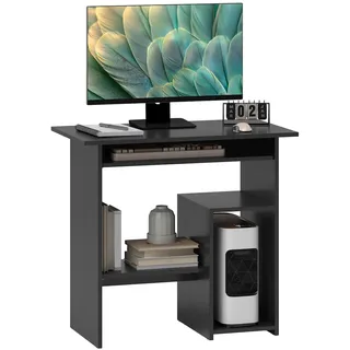Homcom Computertisch mit offenen Fächern, 80 x 45 x 75 cm, Schwarz