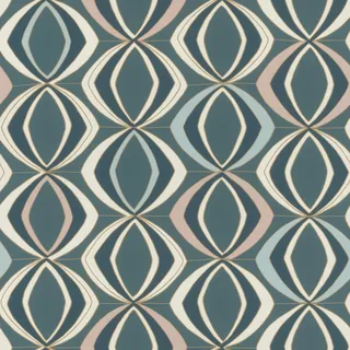 Rasch Vliestapete Rautenmuster - Retro Vinyl-Tapete in Weiß Blau Grün für ein gemütliches Wohnambiente - Robust und Abwaschbar - 10,05 m x 0,53 m