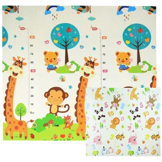 Krabbelmatte Spielmatte Baby Schadstofffrei 196x176x1cm Faltbar Spielunterlage Spielteppich Groß Rutschfest Beidseitig Tragbar Wasserdicht für