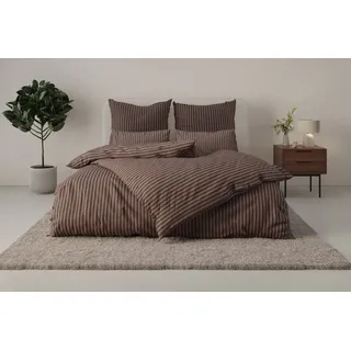 Bruno Banani Bettwäsche Jassen, Renforcé, 2 teilig, moderne Bettwäsche aus Baumwolle, Streifen-Design, mehrere Qualitäten braun