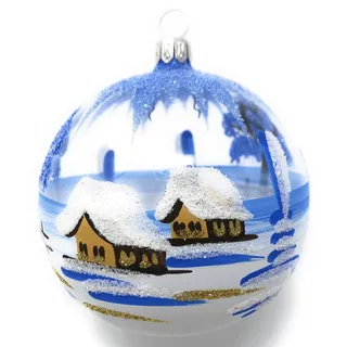 Generisch Christbaumkugel Midi Glas-Kugel Weihnachtskugel Baumbehang Handarbeit Lauscha, : transparent - blau