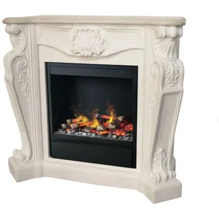 Casa Padrino Luxus Jugendstil Kamin Cremeweiß  mit LED Wasserdampf Kamineinsatz 118 x 43 x H. 111 cm - Luxus Elektrokamin mit Dampffunktion