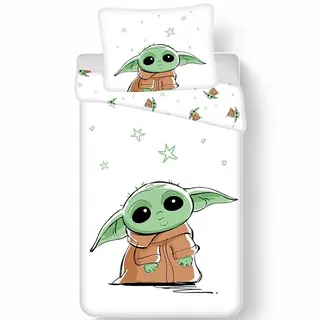 Star Wars Bettwäsche Baby Yoda - Grogu, Baumwolle, 2 teilig, Jungen Wendebettwäsche 135-140 x 200 cm