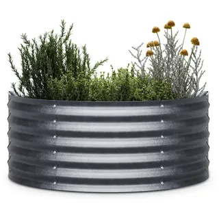blumfeldt Hochbeet High Grow, Pflanzkübel Outdoor Balkon außen groß Metall Garten silberfarben