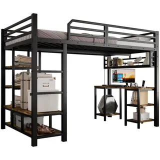 Okwish Hochbett, Schwarz, Metall, 120x200 cm, Kinder- & Jugendzimmer, Kindermöbel, Kinderbetten, Hochbetten