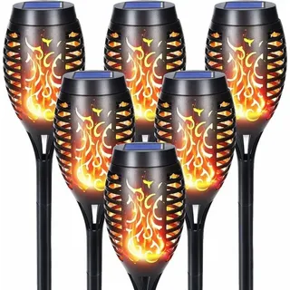 Solarleuchten Für Den Außenbereich – 6 Stück, 12 Led-solarleuchten Mit Realistischen Flammen, Wasserdichte Solarfackeln Für Garten, Terrasse, Wege Und Rasen