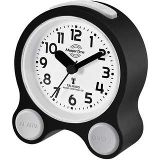 Master Time sprechender Funk Wecker DCF77 mit Alarm, Touch LED-Hintergrundbeleuchtung, Sprachausgabe mit Uhrzeit, Datum, inkl. Batterien