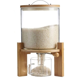 LXYYSG Reisspender, Müslispender Glas 5L 8L Reisbehälter mit Messbecher, Feuchtigkeits und Staubdicht, Lebensmittelkonservierung(Size:5L)