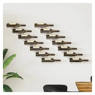 furnicato Weinregal Wand-Metall Weiß 88 x 8 x 72 cm, 2-tlg. weiß