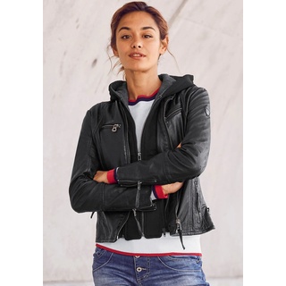 Lederjacke GIPSY "NOLA" Gr. M/38, schwarz (black) Damen Jacken Lederjacke Übergangsjacke Two-in-One Style - mit abnehmbarer Jersey-Kapuze Bestseller