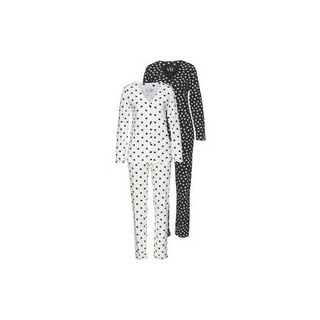 VIVANCE DREAMS Damen Pyjama weiß-schwarz-gepunktet, schwarz-weiß-gemustert Gr.36/38