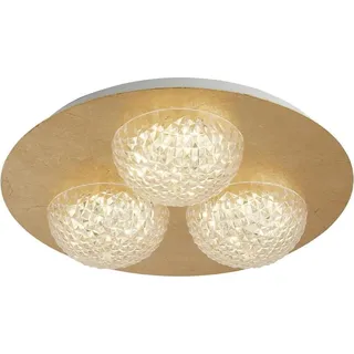 CELESTIA 3-flammig RUND LED-Deckenleuchte - GOLD LEAF mit CLEAR ACRYLIC