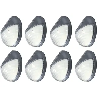 ETC Shop Solarleuchte Kunststoff 8er Set IP44 grau