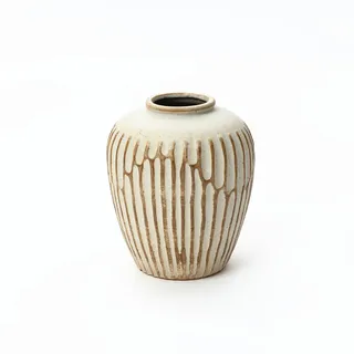 hometopia Blumenvase Beige-Braun 23,5 cm