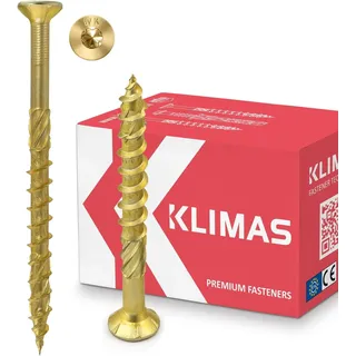 Klimas Holzschrauben Torx - Spanplattenschrauben Gelb - Senkkopfschrauben - Terrassenschrauben - Universalschrauben - Dachkonstruktion Schrauben Set - Holzschrauben 3x35 mm - 500 Stück