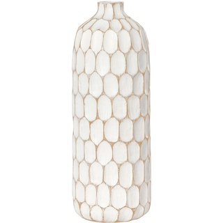 Torre & Tagus Vase aus Kunstharz, geschnitzt Hohe Flaschenvase One Size weiß
