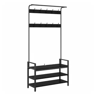 vidaXL Garderobe 95 x 34 x 184 cm Kleiderständer Schwarze Eiche 95x34x184 cm Spanplatte schwarz