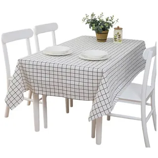 LAPAPRO Tischdecke Wasserdichte Rechteckige Karierte Tischdecke, 1 Stück, 80 x 120cm weiß