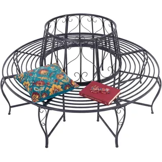 Relaxdays Baumbank 85 x 160 x 160 cm Schwarz