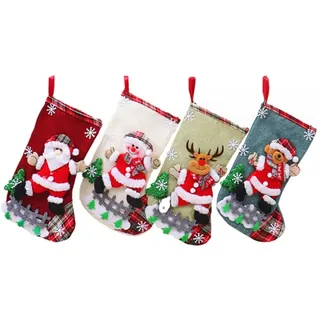 ViLiyDuo Weihnachtsstrumpf Nikolausstrumpf Set Nikolausstiefel Socken Weihnachtsstrumpf Geschenktüte Weihnachtsbaum Socken Nikolaussocken Für Weihnachtsfeier Dekorieren (A)